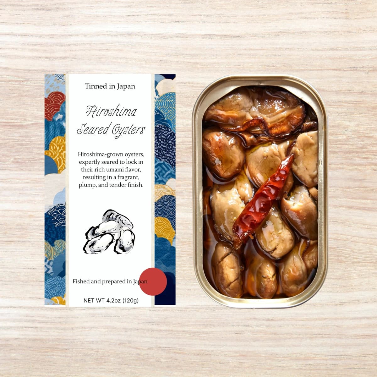 Hiroshima seared oysters in tin - Japanese canned seafood